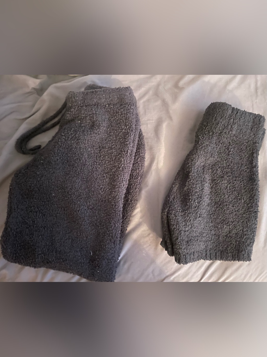 Skims Black Sherpa Joggers And Shorts - Cozy Fleece Lounge Pants